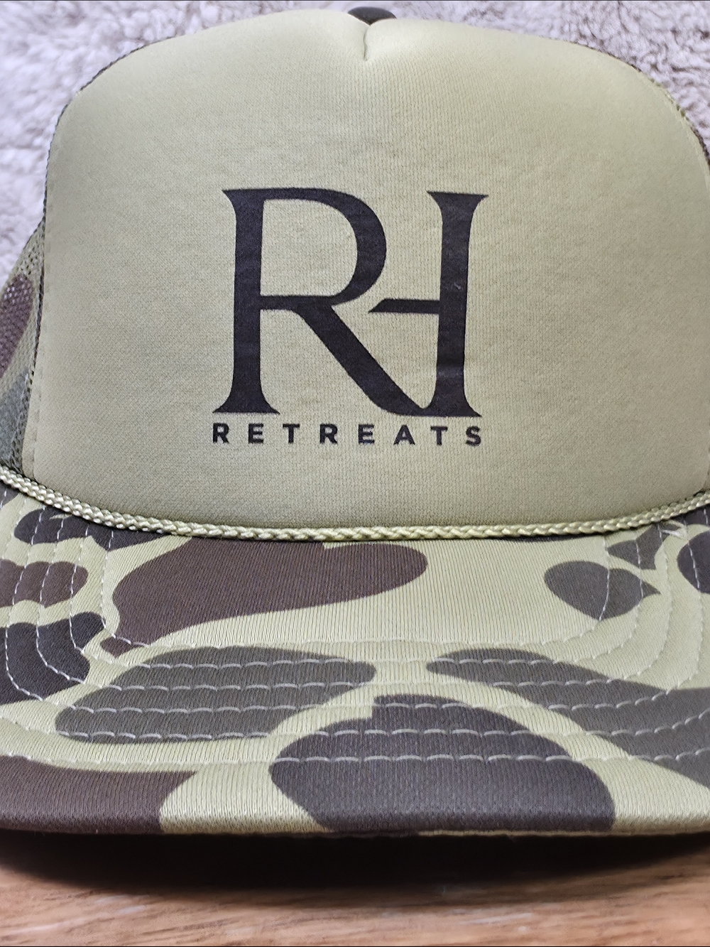 OTTO Olive Green and Brown Camouflage Trucker Hat